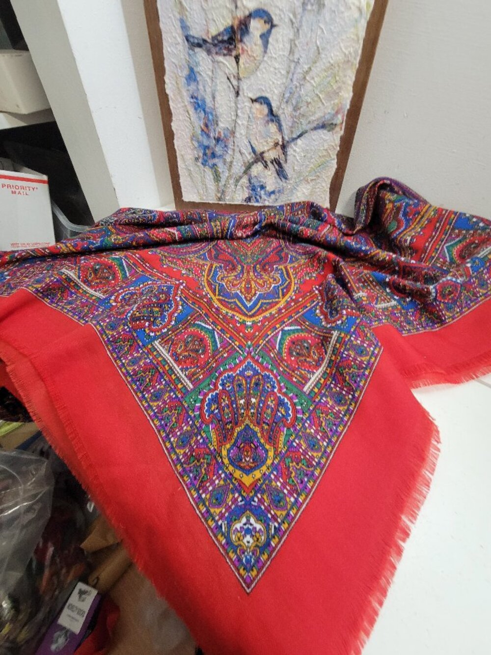 Vintage Wool Paisley Scarf